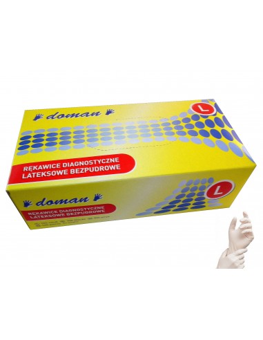 ZF.  Rękawice Lateksowe Bezpudrowe Doman Plus L