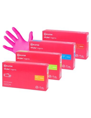 ZF.  Rękawice Nitrylex Magenta S 100szt.