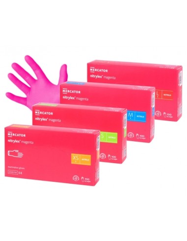 ZF.  Rękawice Nitrylex Magenta M 100szt.