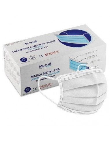 ZF.  Maseczki z gumką 40szt. białe...