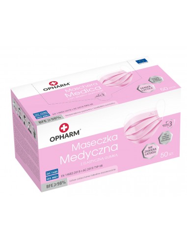 ZD.  Maseczki 3-Warstwowe Opharm Różowe